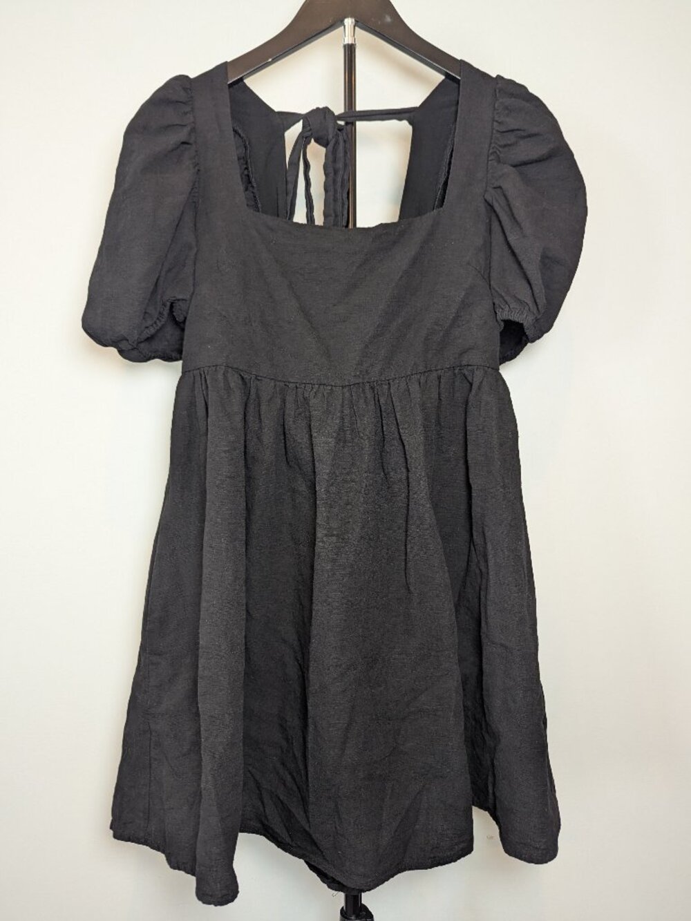 Altard State Women's Size S Baby Doll Puff Sleeve Cotton Dress Black